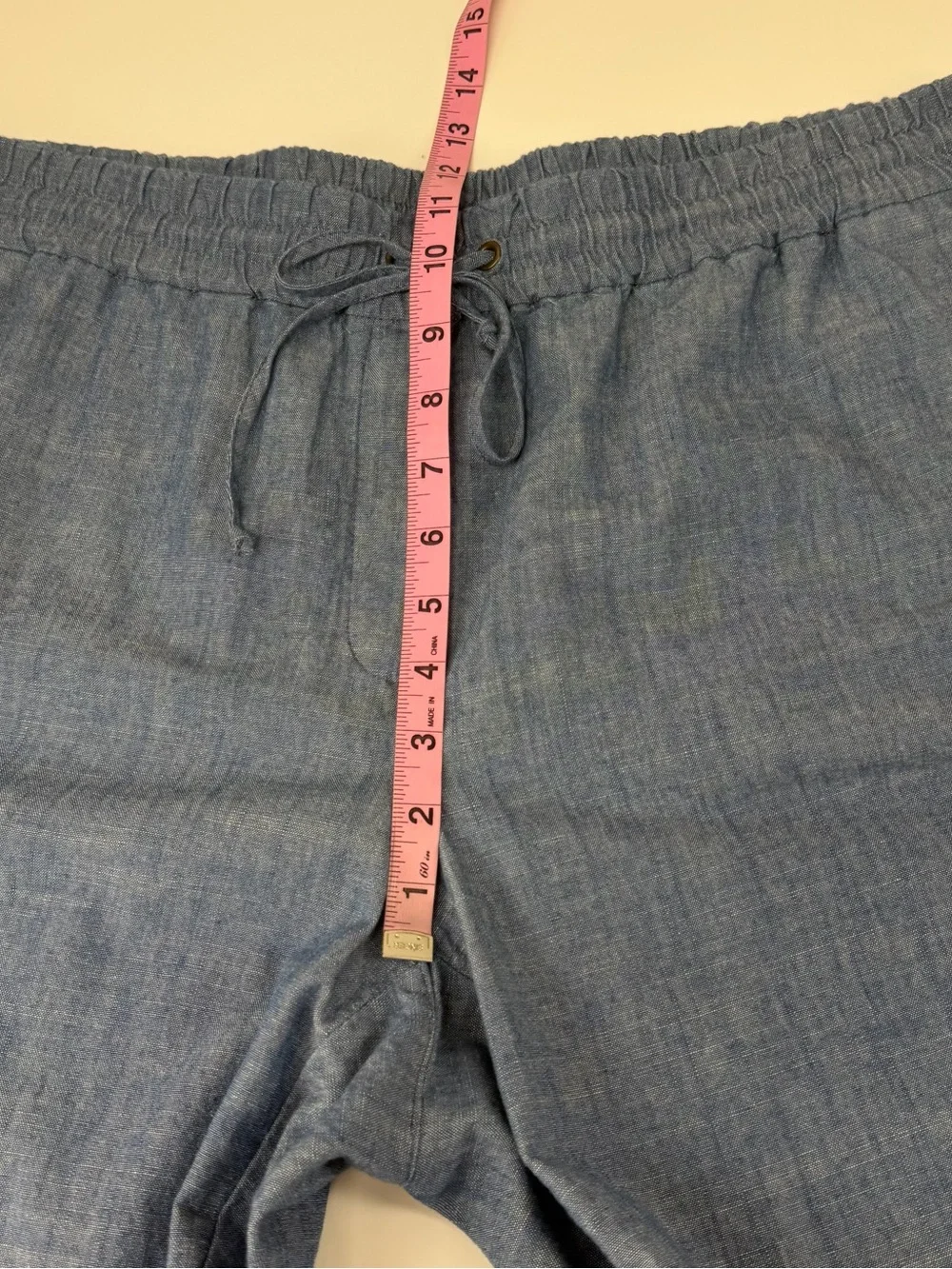 J Crew Pants Womens 14 Blue Chambray Drawstring Cotton L0873